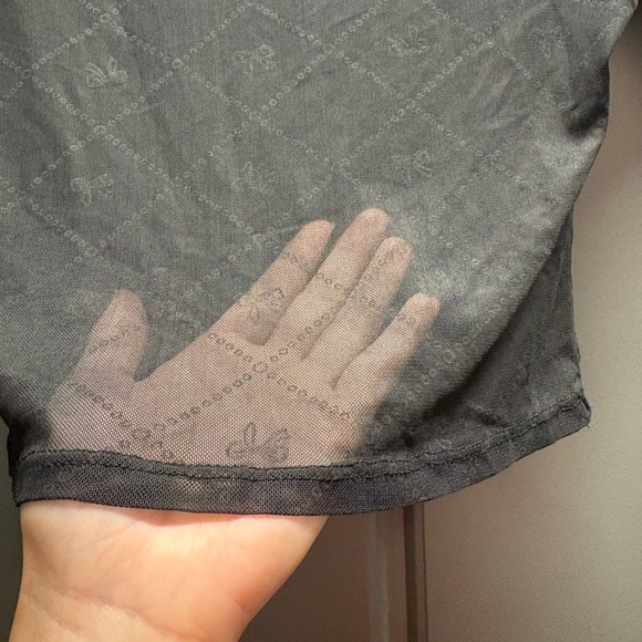 Black sheer mesh bow crop shirt (similar to Marine Serre sheer top) - Picture 8 of 14